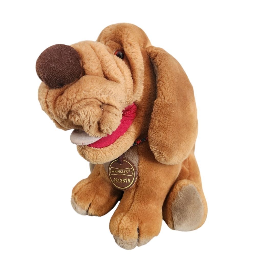Vintage Ganz Baby Wrinkles Dog Puppy Collar Tag Plush Brown Stuffed 1981